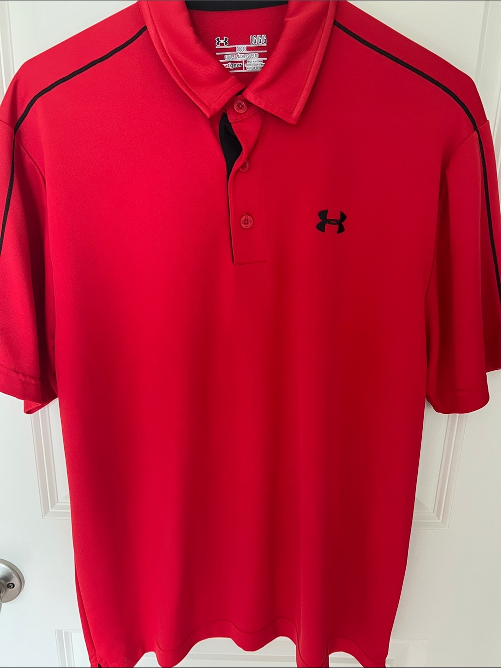 Under Armour Red Polo with Black Logo Accents